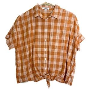 Madewell Orange Plaid Button-down Shirt - Small